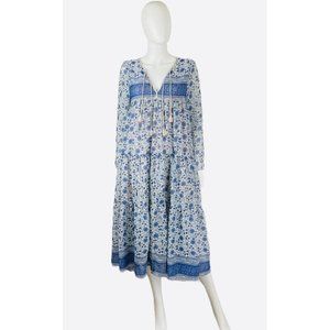 Christy Dawn Paloma Dress Periwinkle Suzani XS/S Peasant Cottagecore Sustainable